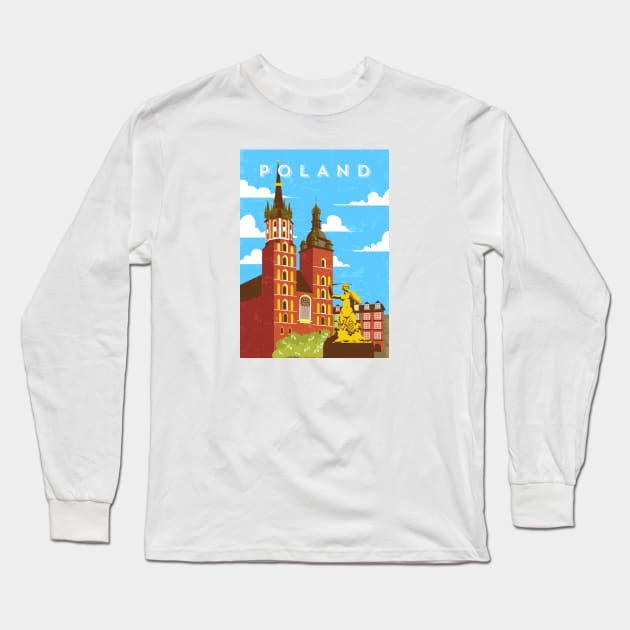 Poland.Retro travel poster Long Sleeve T-Shirt by GreekTavern